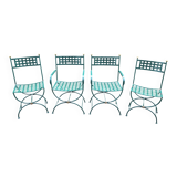 2 armchairs and 2 chairs in full wrought iron, handcrafted.