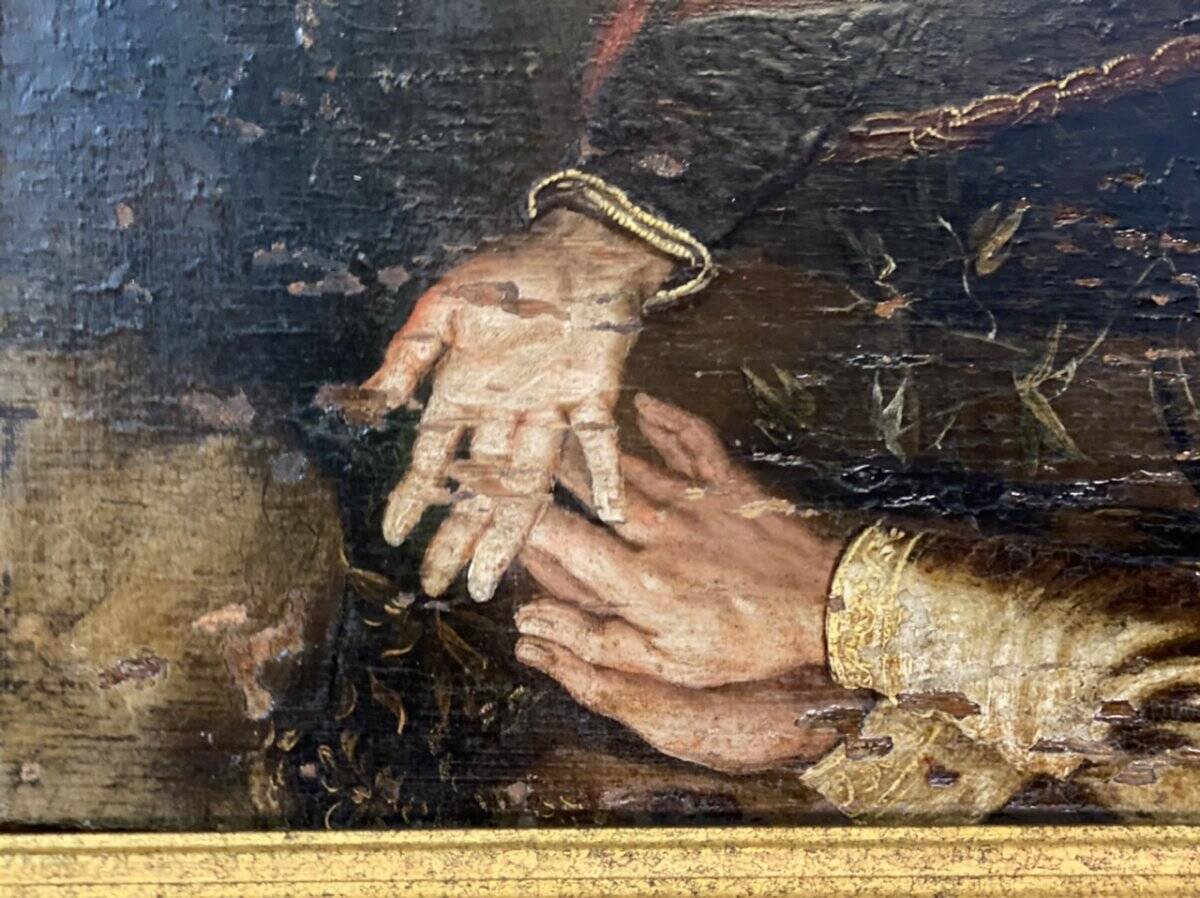 Fragment of an oil on panel, 18th century