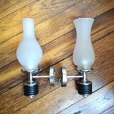 Metal and frosted glass wall lamp 1970