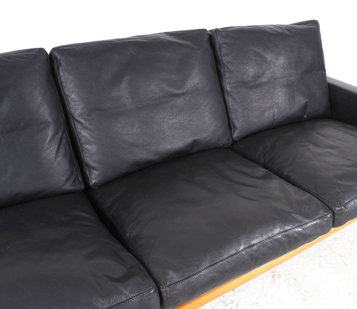 Vintage Black Leather Sofa by Poul M. Volther for Erik Jørgensen, 1960s