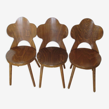 3 chaises trefle bistrot Baumann