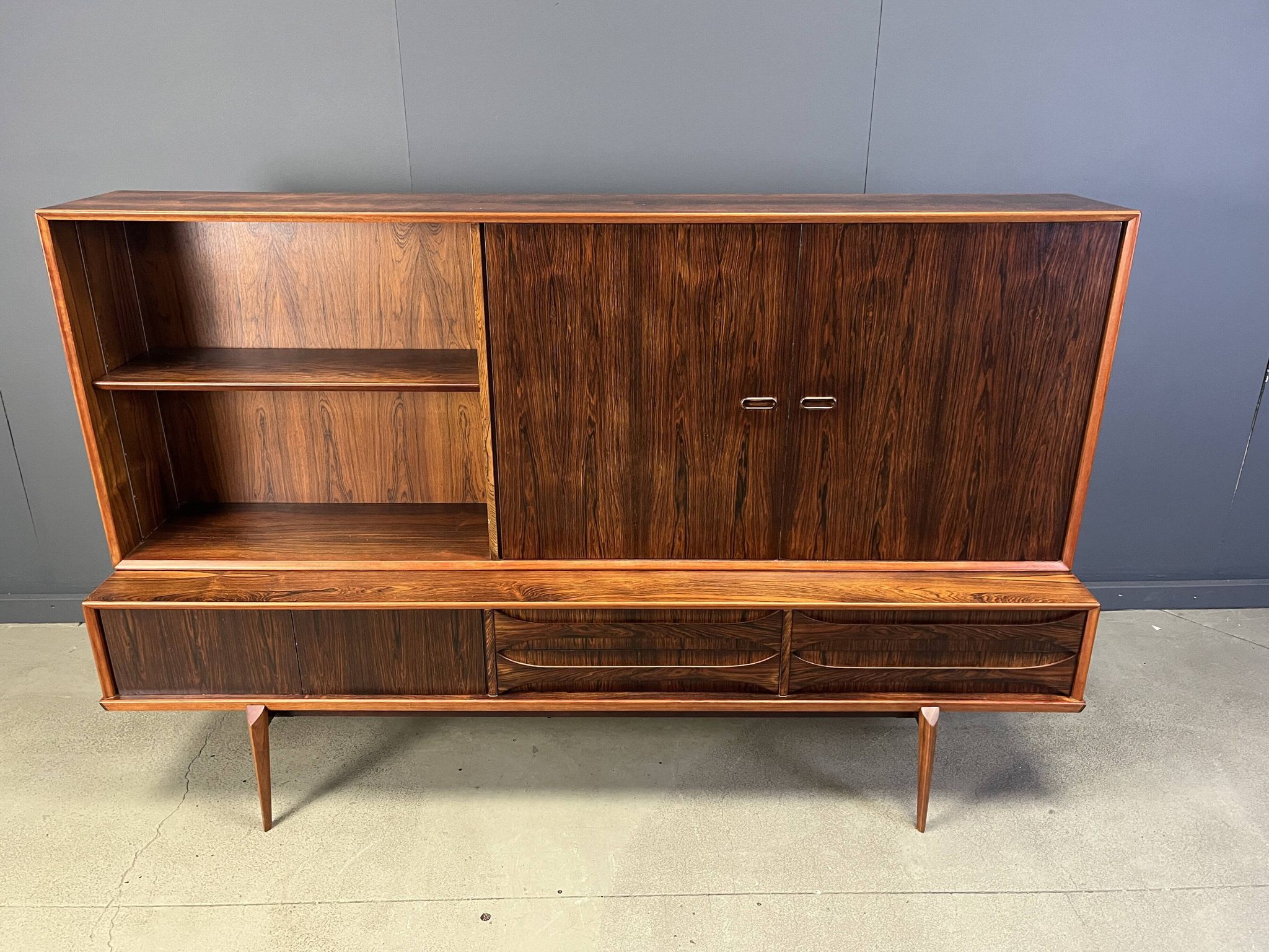 Oswald Vermaercke Paola rosewood highboard for V-Form Belgium 1959