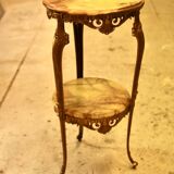 Antique gilded rococo gueridon with 2 onyx tops – Napoleon III