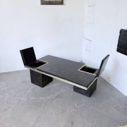 "Rizzo" lacquered and brass coffee-bar table from the 1970s.