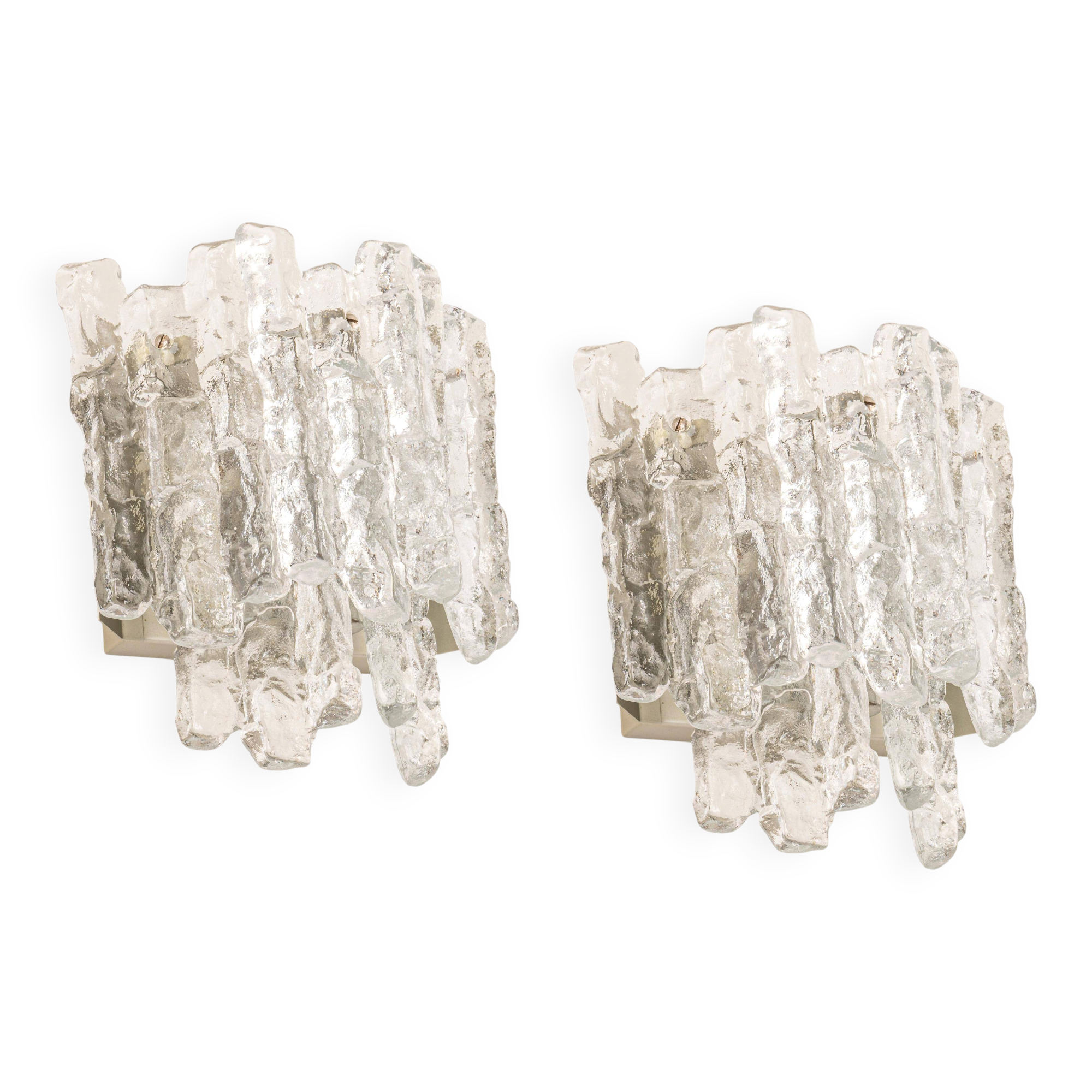 Pair of large Kalmar Murano wall sconces, Austria, 1960s.