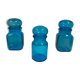 Trio de pots vintage en verre bleu turquoise