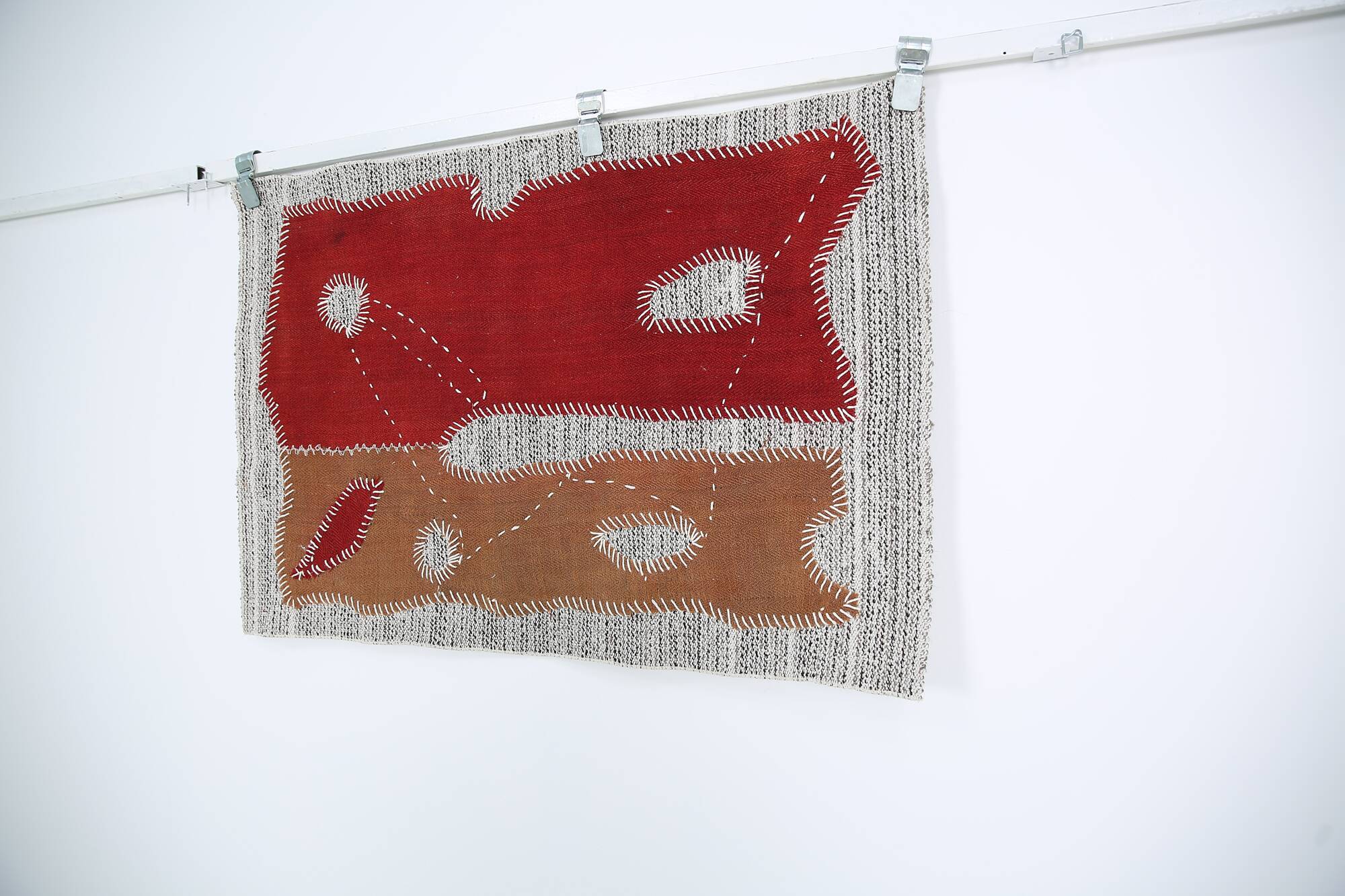 Burgundy Textile Wall Hanging, Handmade Tapestry Rug