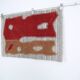 Burgundy Textile Wall Hanging, Handmade Tapestry Rug