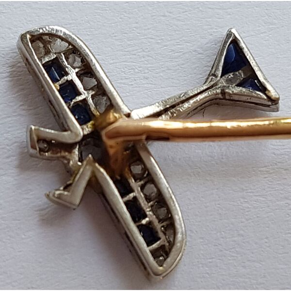 Rare pin's broche antique épingle cravate or & diamant & saphir époque art  déco | Selency
