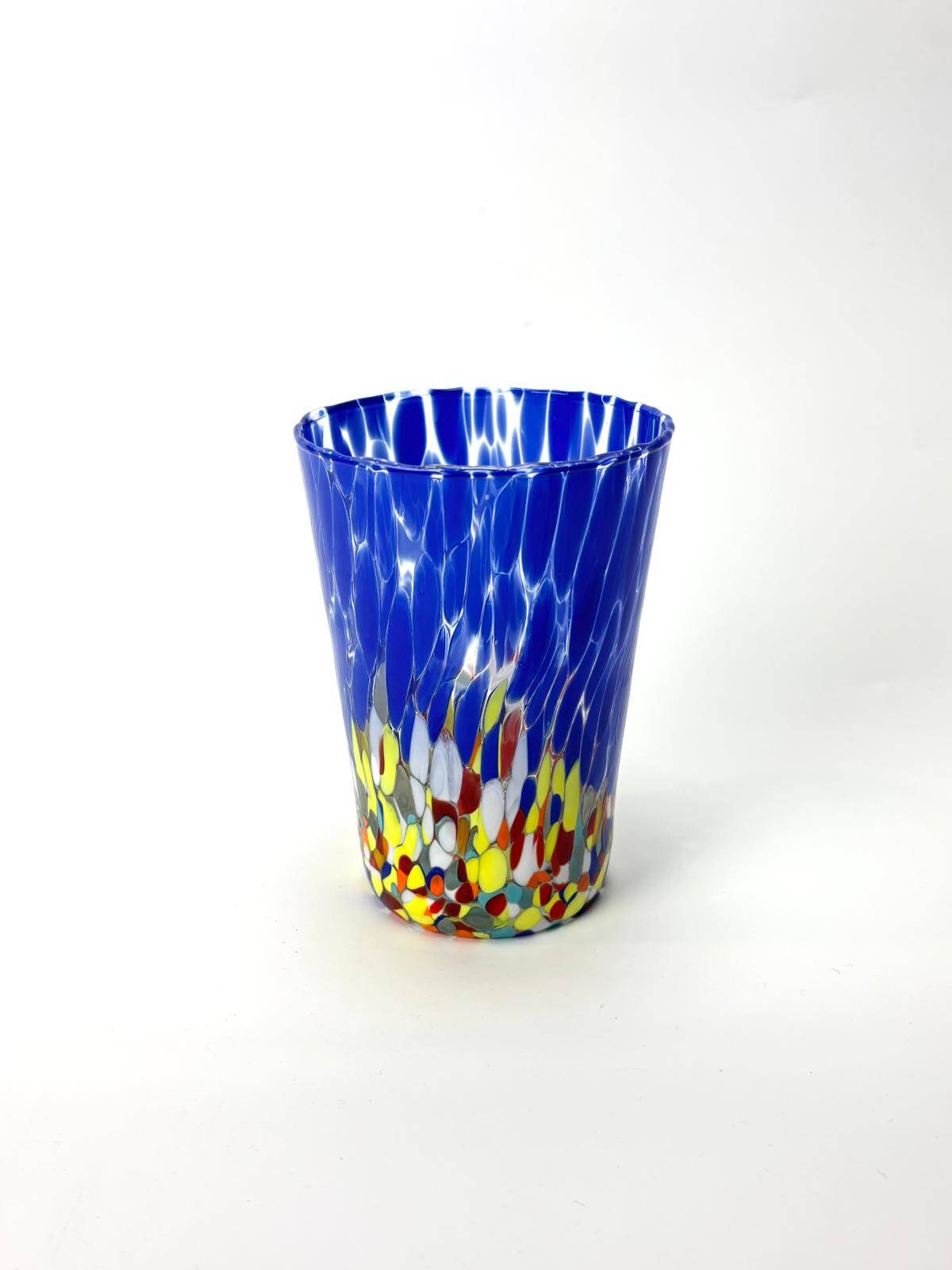 Set of 6 blown glass Venetian glasses with Murano murrine.
