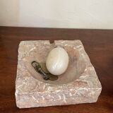 Vintage pinkish beige marble ashtray