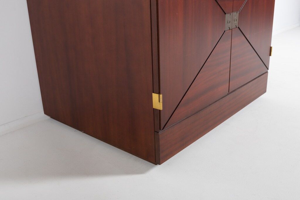 Vintage bar cabinet with brass markings