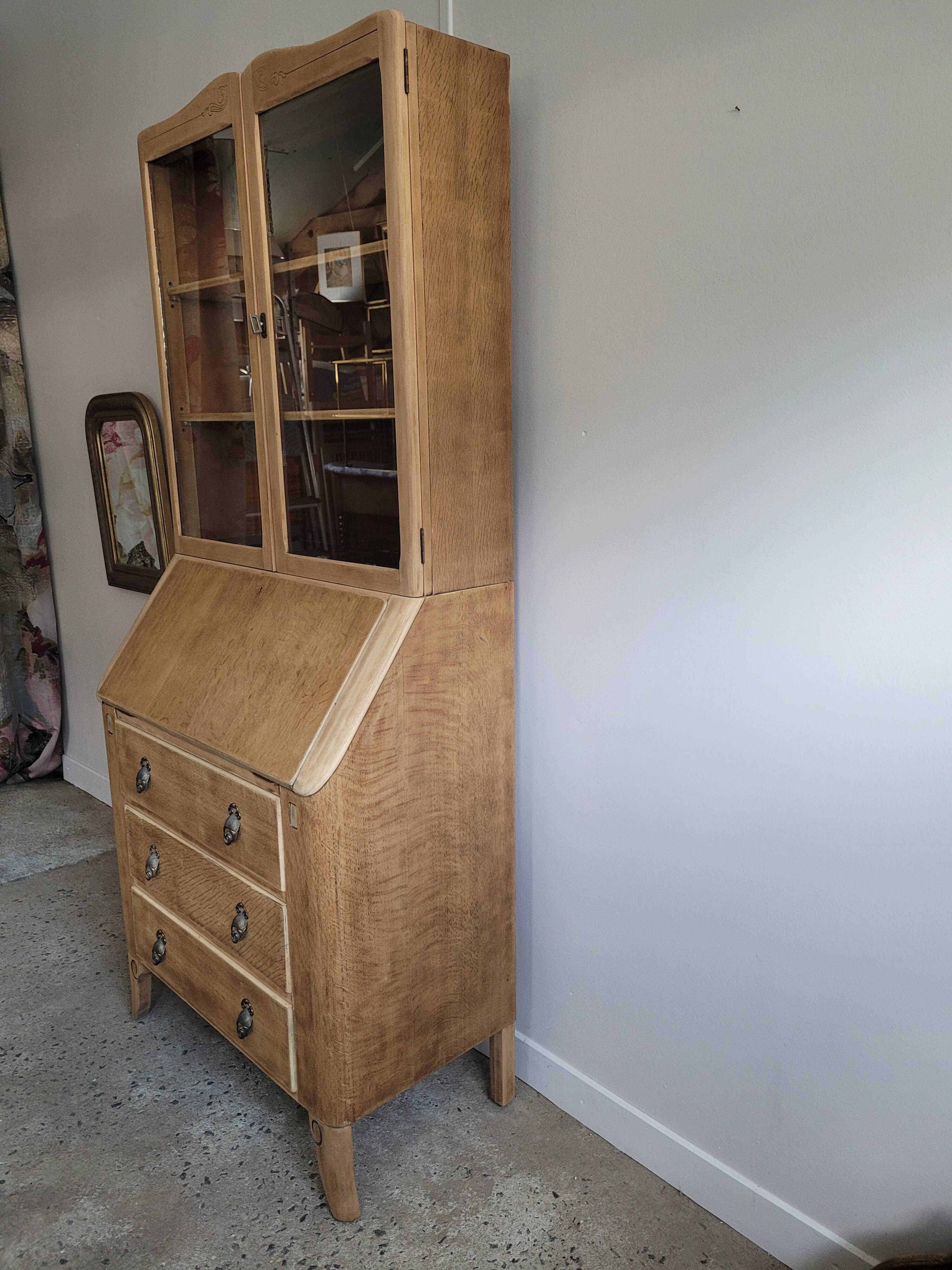 Antique English secretary display cabinet