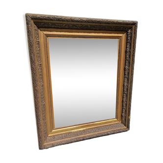 19th century wood and gilded stuk mirror