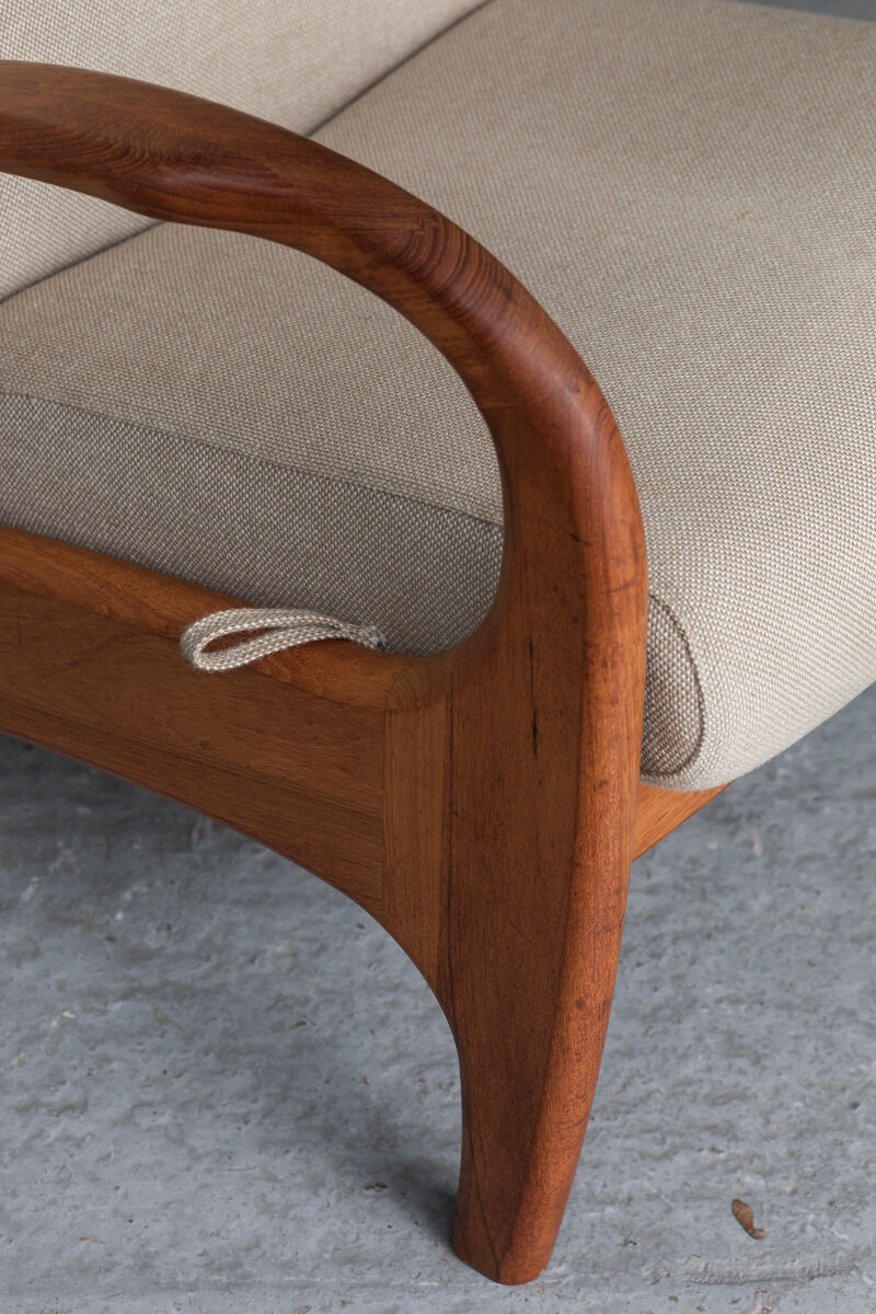 Reclining easy chair in beige wool, Denmark, 1980’s