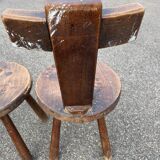 Pair of vintage Aranjou brutalist chairs in solid wood