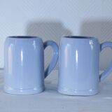 Set of 2 stoneware tankards / mugs 50cl light blue