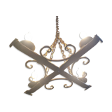 Wrought iron pendant light with 4 lights - medieval style