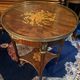 Bouillotte table pedestal table with marquetry decoration and bronze ornaments in the Louis style