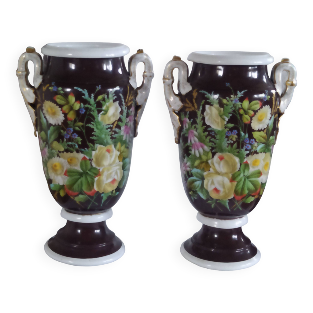 Paire de vases en porcelaine XIXème Selency