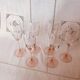 6 champagne flutes, pink walking glasses, Luminarc 70s