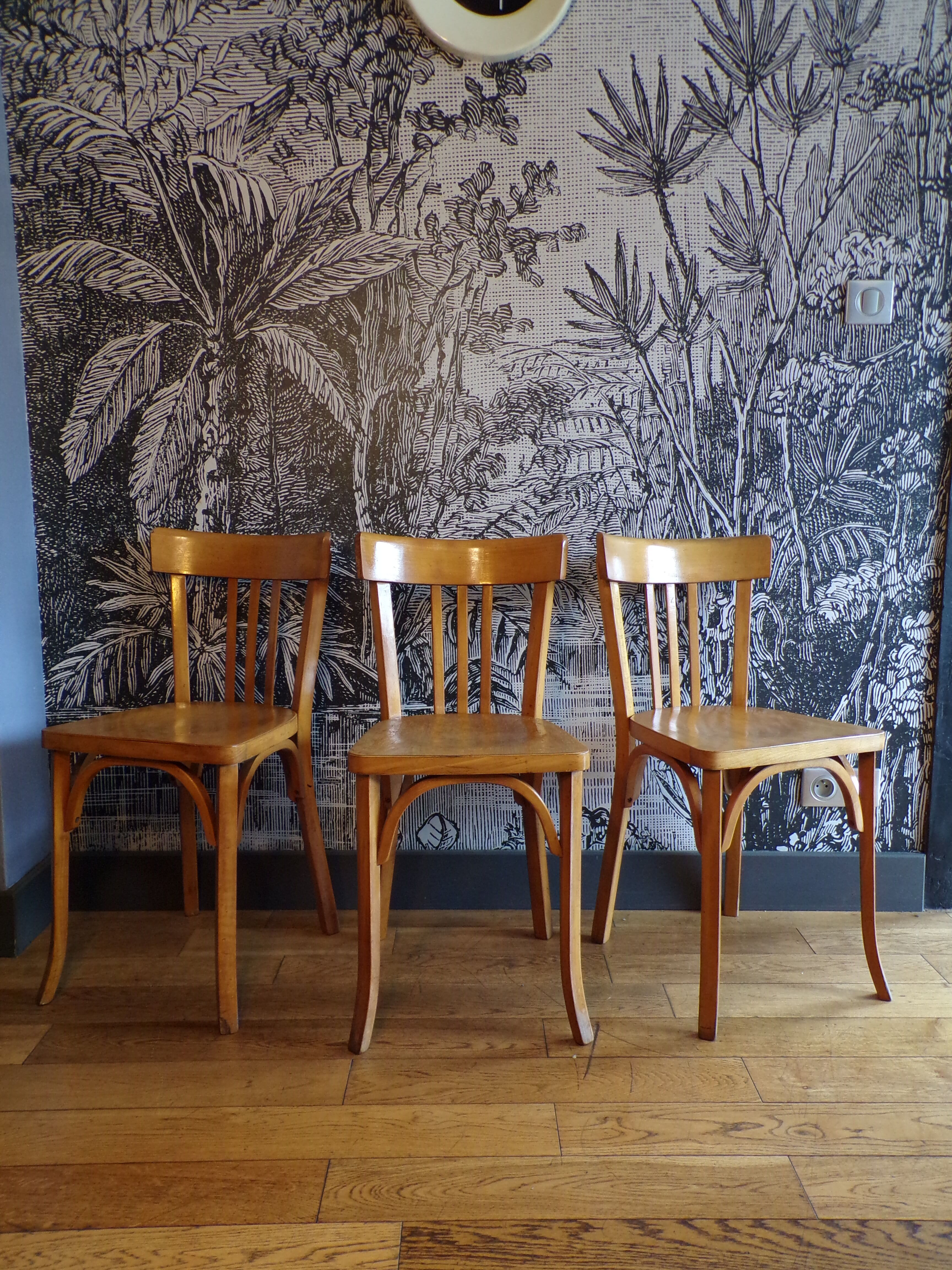3 chaises de bistrot Baumann vintage