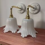 Pair of white tulip wall sconces