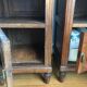 Set of 2 old oak bedside tables above black marble plaque
