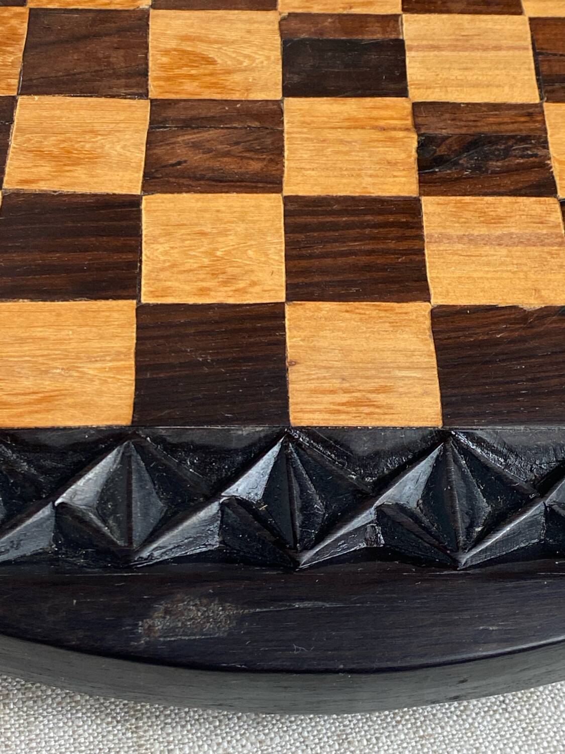 Carved wooden chess set