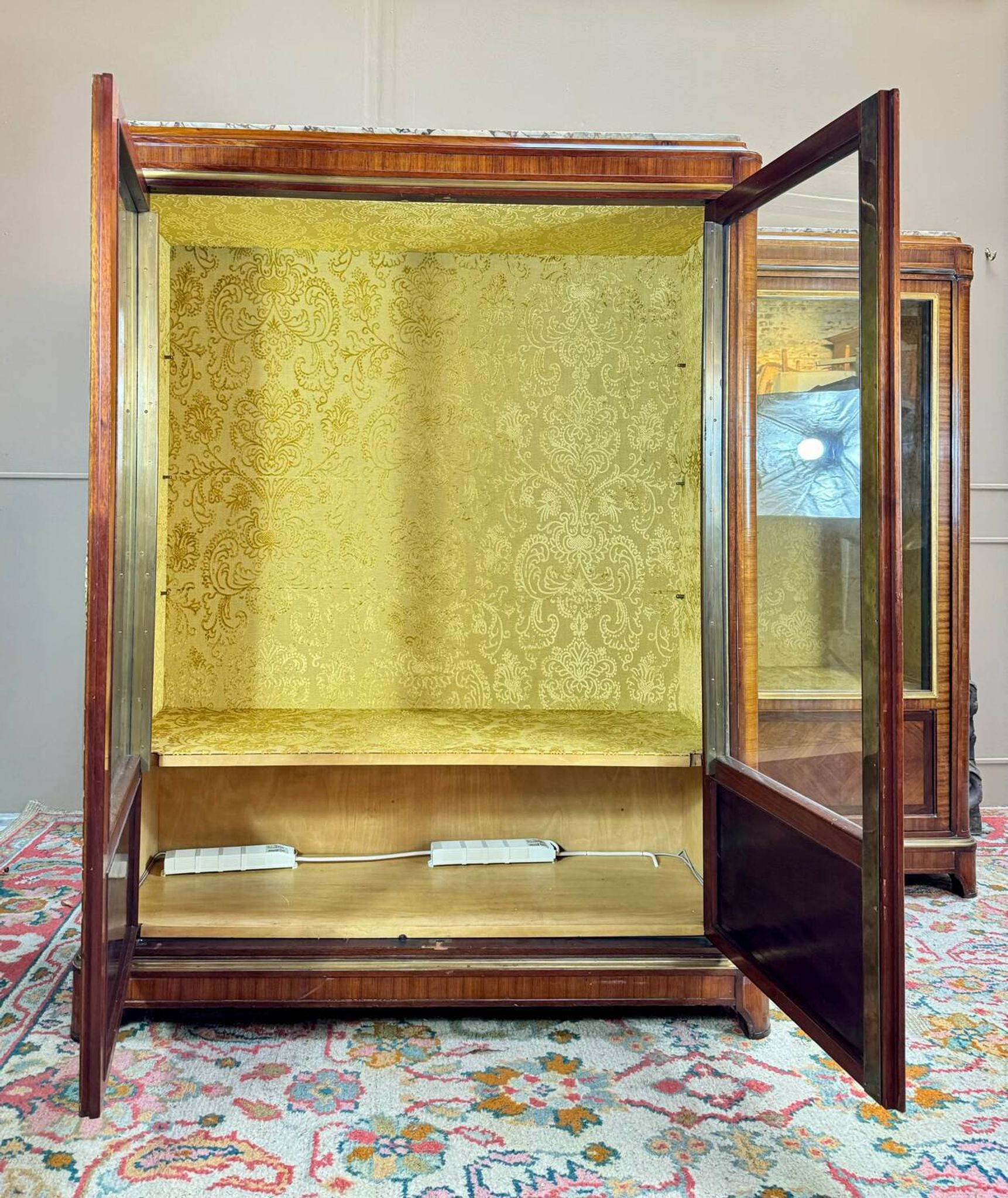 Pair of Louis XVI Style Marquetry Display Cabinets, 19th Century