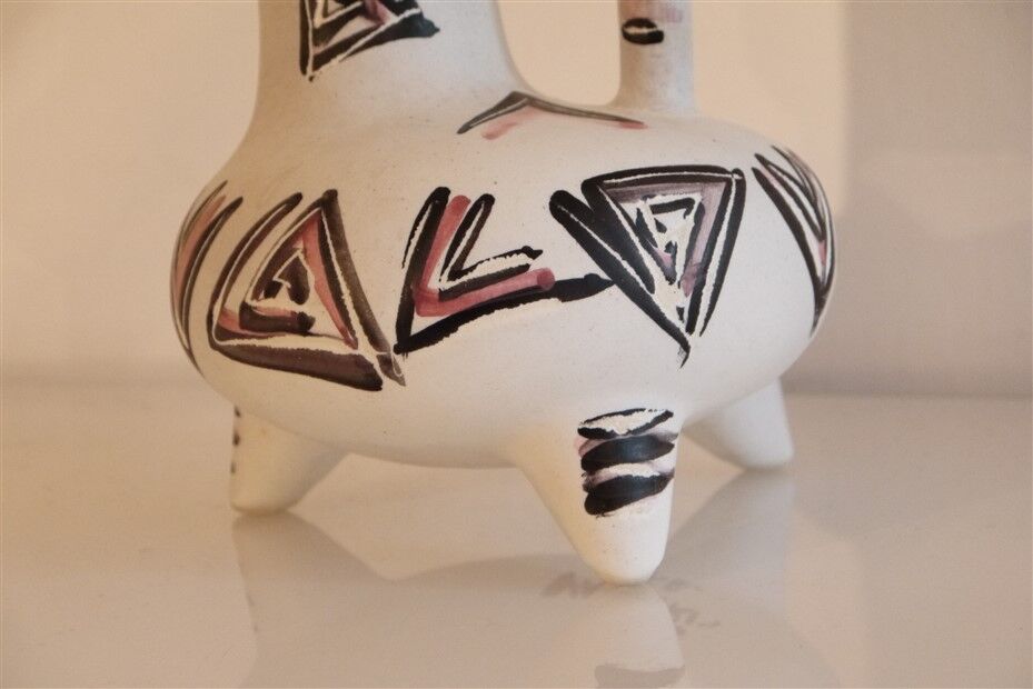 Vallauris ceramic tripod vase 1960