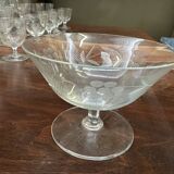 Art Nouveau Set of 32 Crystal Glasses - Engraved and Frosted Floral Pattern