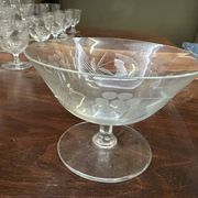Art Nouveau Set of 32 Crystal Glasses - Engraved and Frosted Floral Pattern