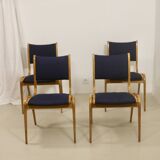 Set of 4 Scandinavian design chairs curved wood from the 60s. Ref JADOU