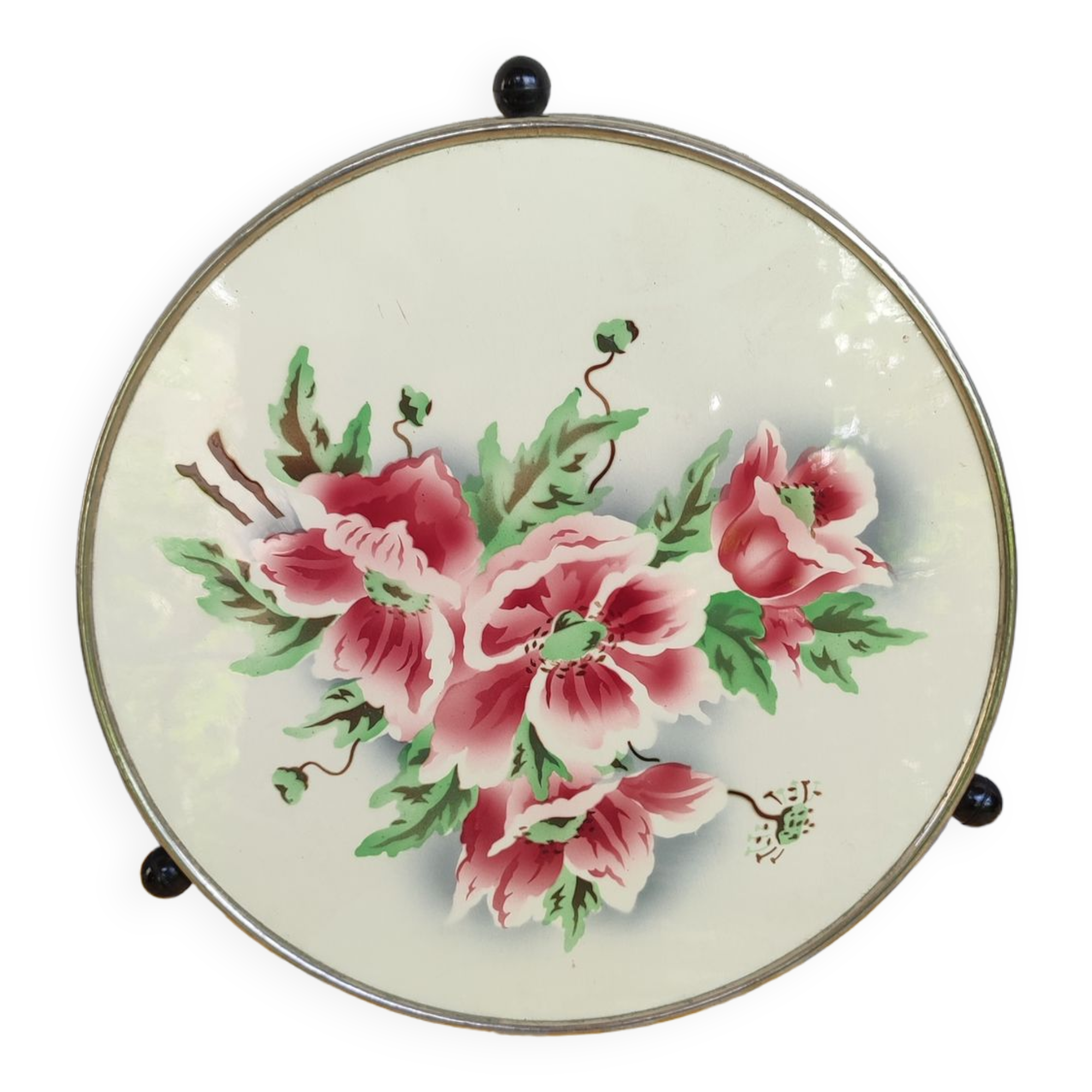 Turntable with earthenware pastry and bakelite floral decoration