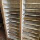 Double curtain cabinet in solid oak