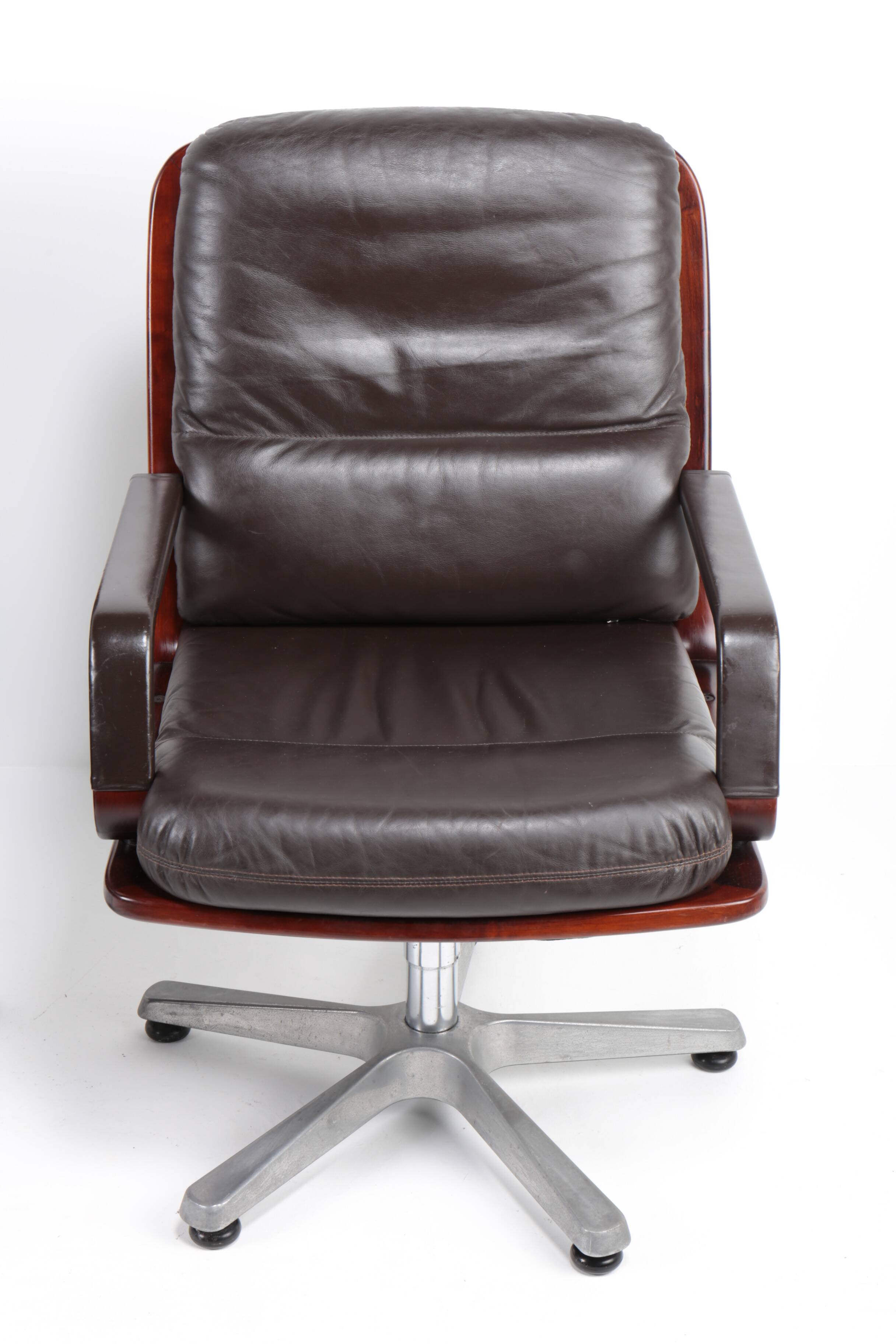 Pair of leather visitor armchairs by Eugen Schmidt