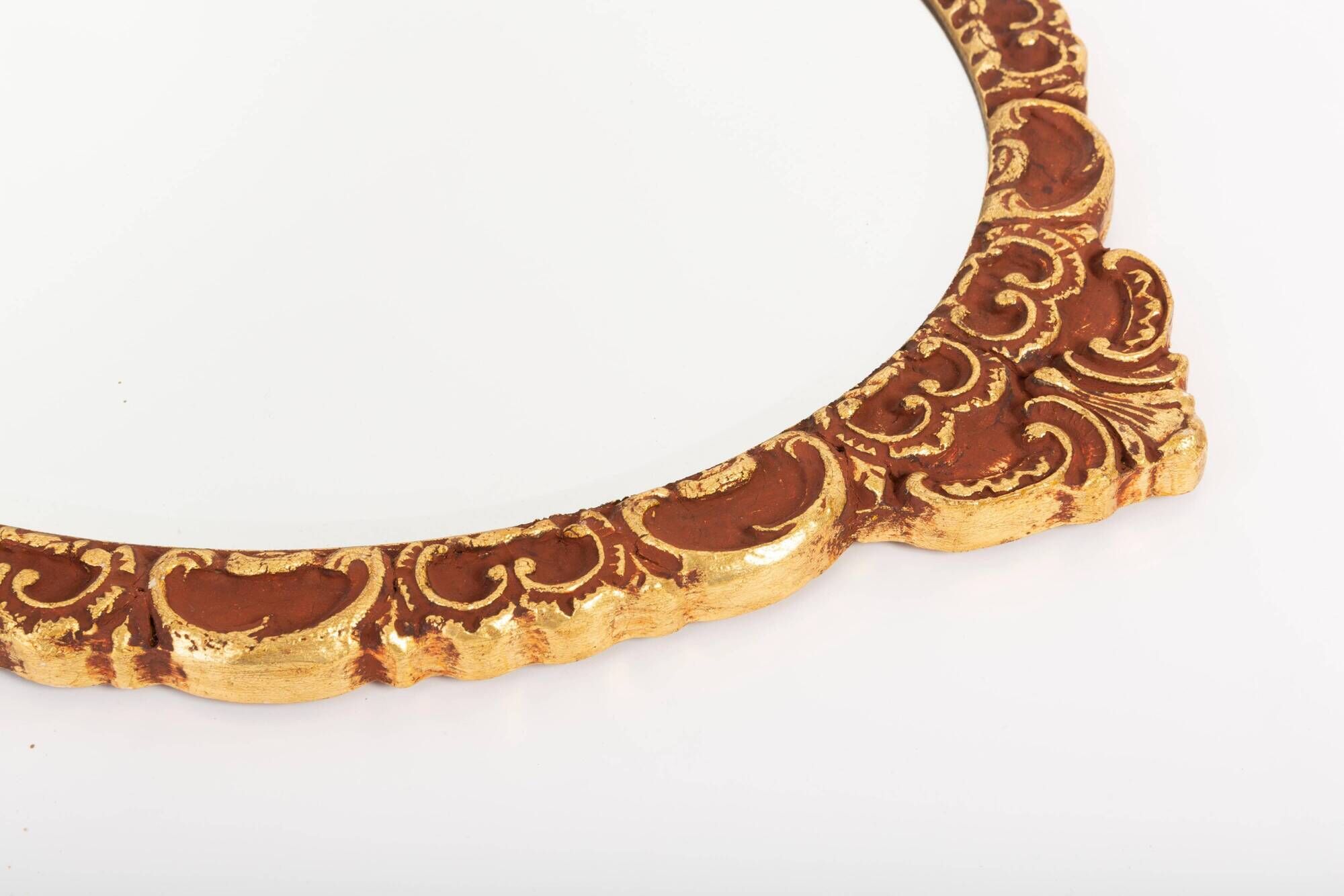 Vintage Italian mirror in gold and brown, gilded woodwork, 1960s.