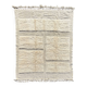 Tapis berbère marocain Beni ouarain M'rirt en laine blanche
