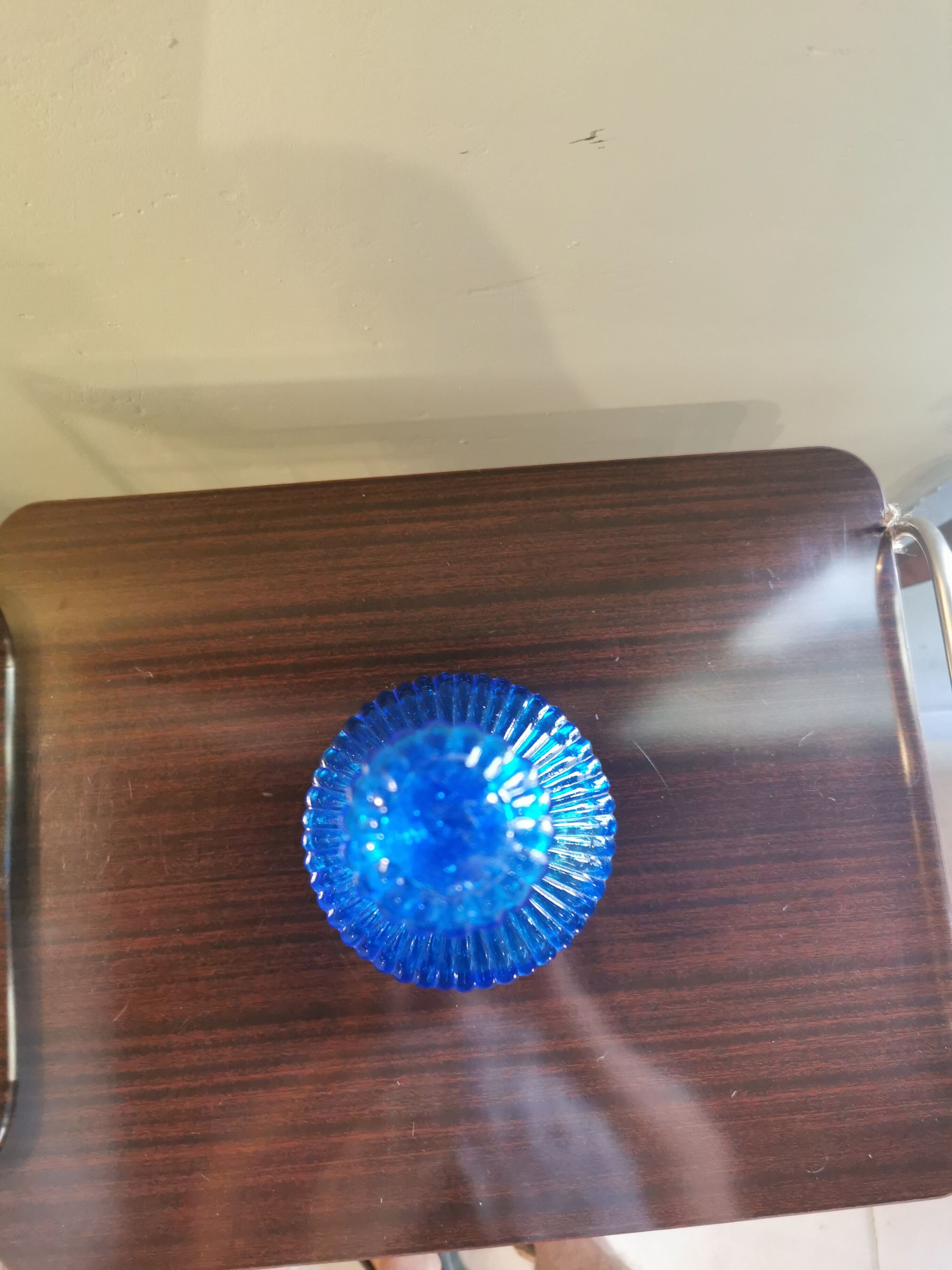 Vintage blue fluted decanter