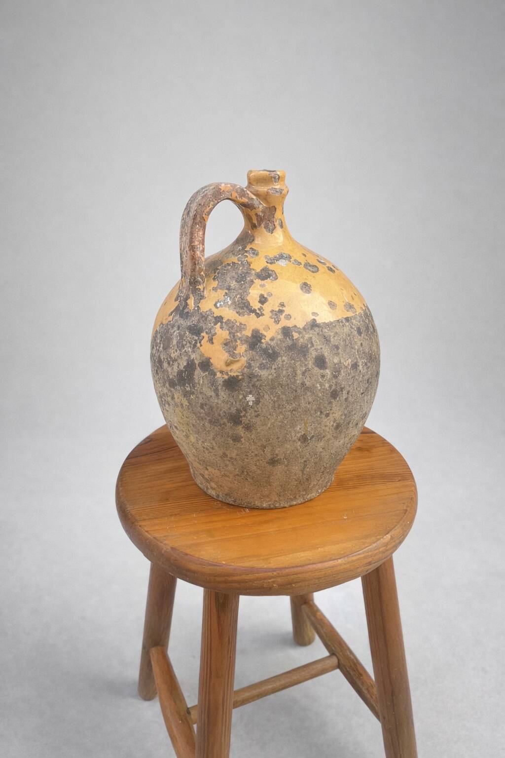 Old Provençal glazed terracotta jug – 19th century – authentic patina