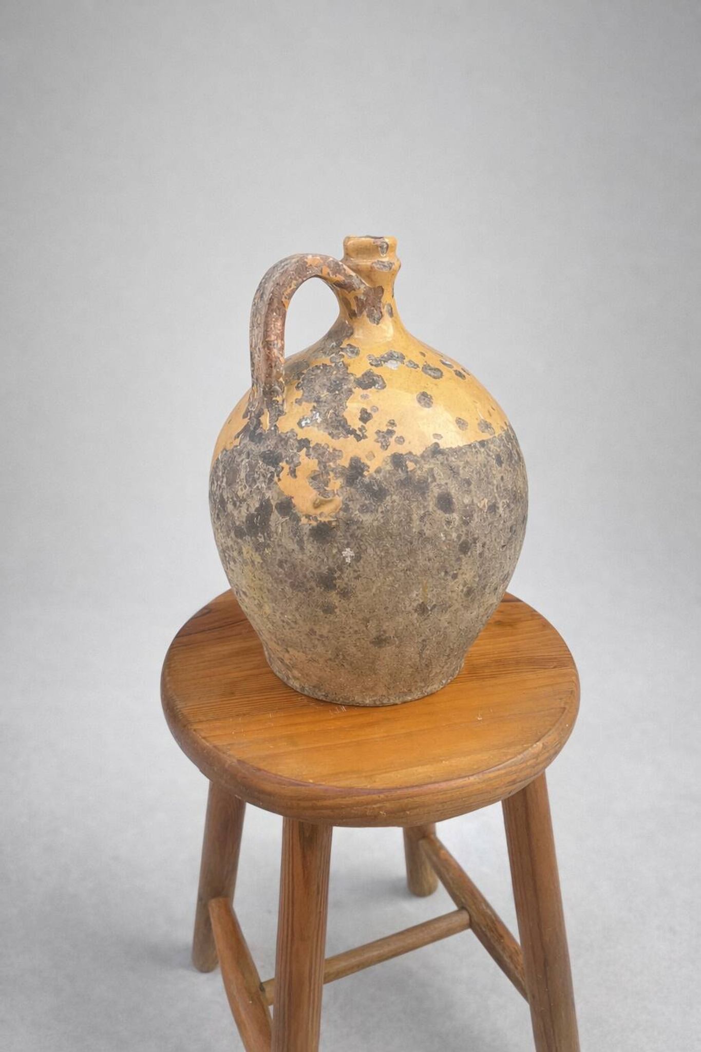Old Provençal glazed terracotta jug – 19th century – authentic patina