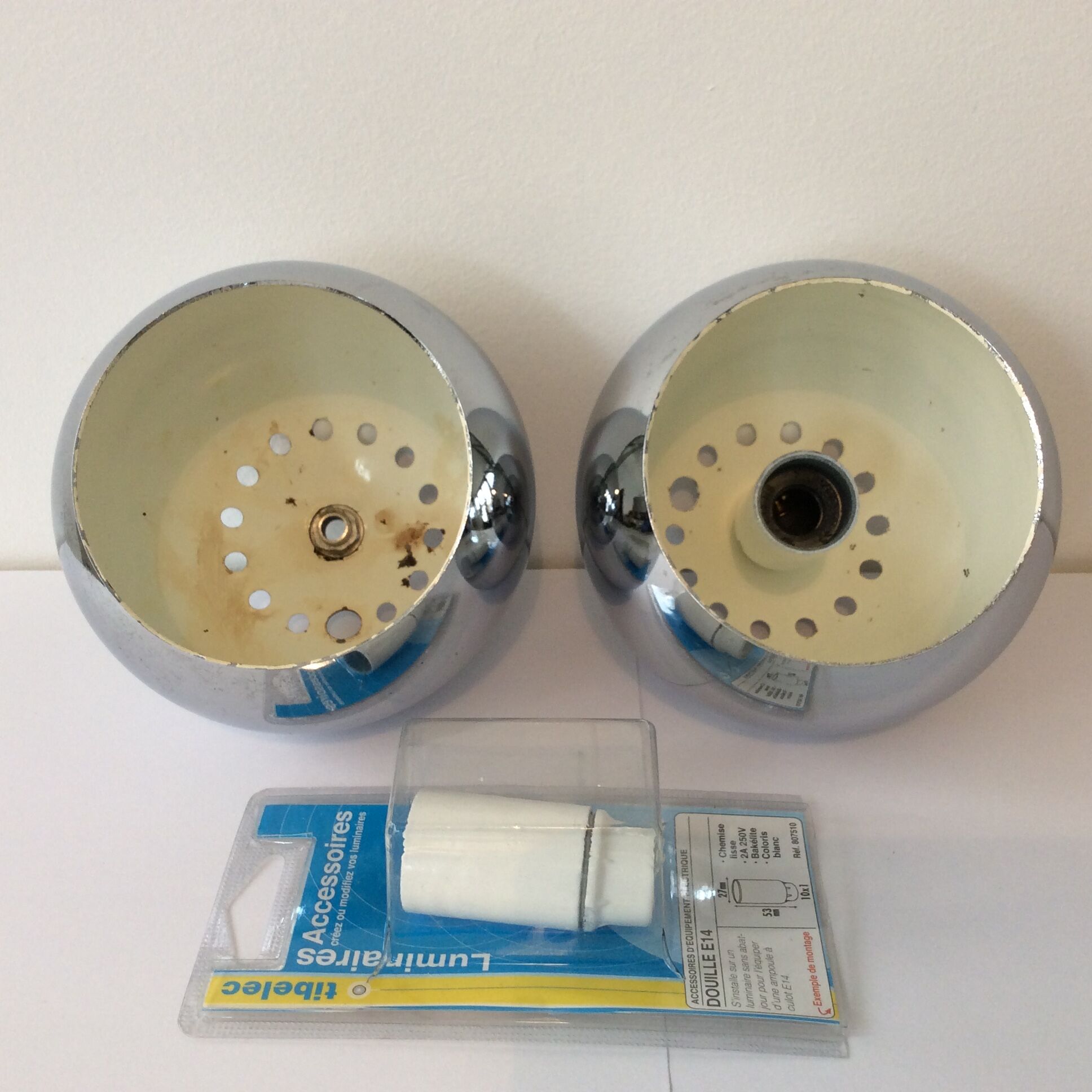 Pair of stainless steel ball globes