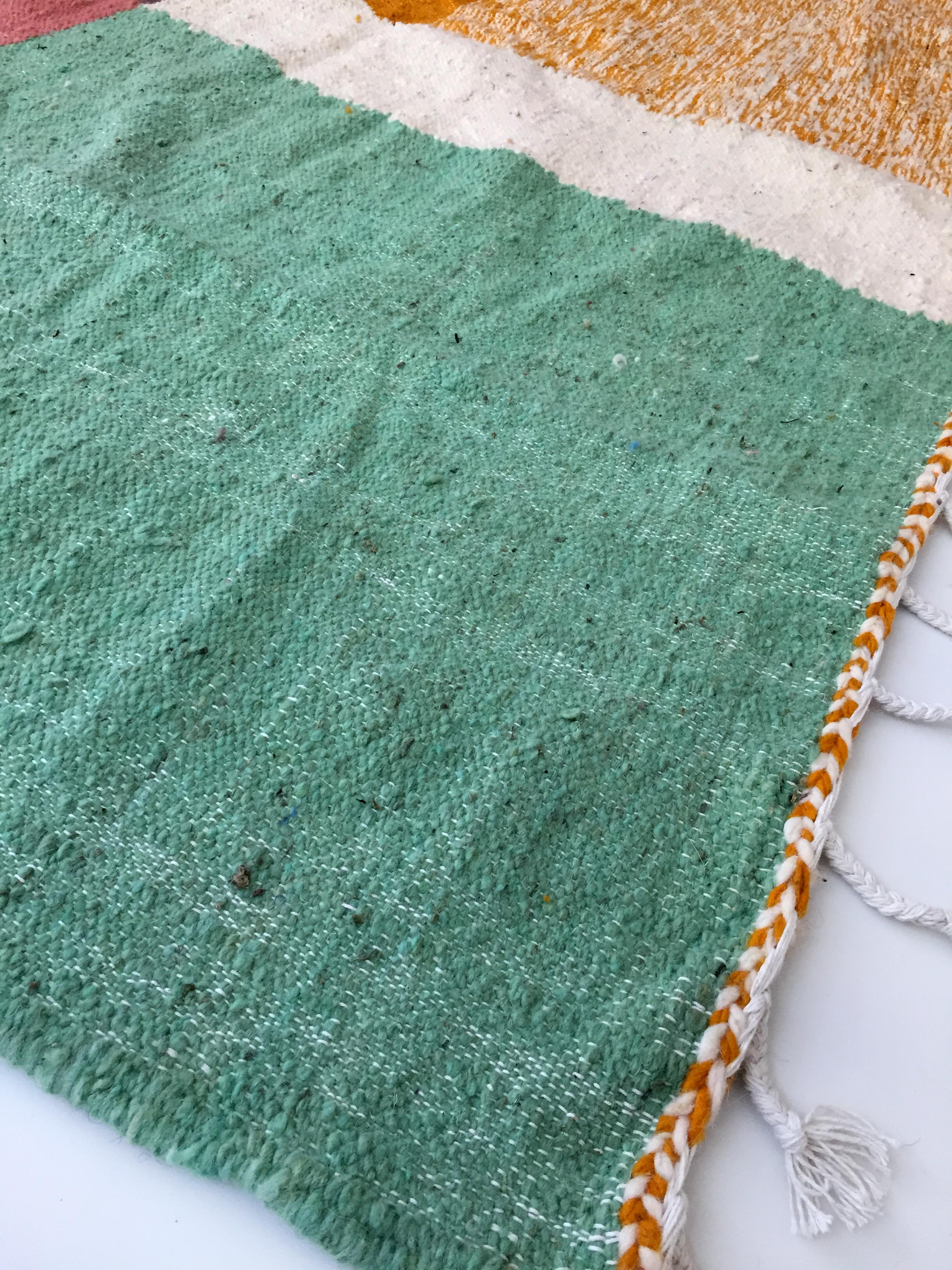 Moroccan Berber Kilim carpet ecru with colorful flats 284x184cm