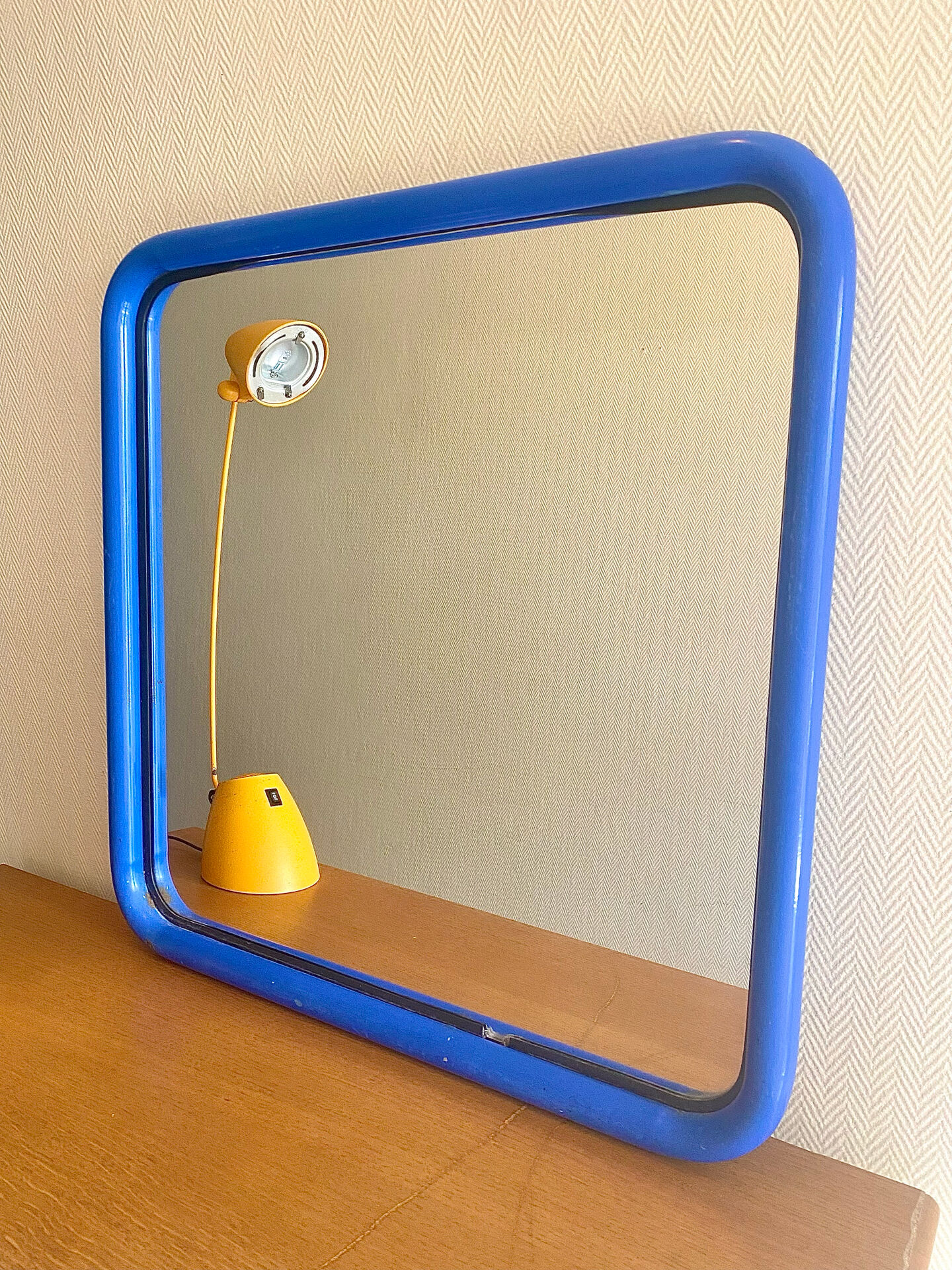 Miroir IKEA vintage acier tubulaire bleu
