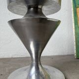 Brushed stainless steel console pedestal 1970