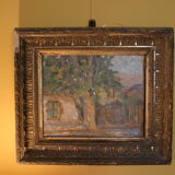 Tableau impressioniste "Cours de ferme"
