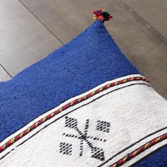 Moroccan berber cushion blue and white
