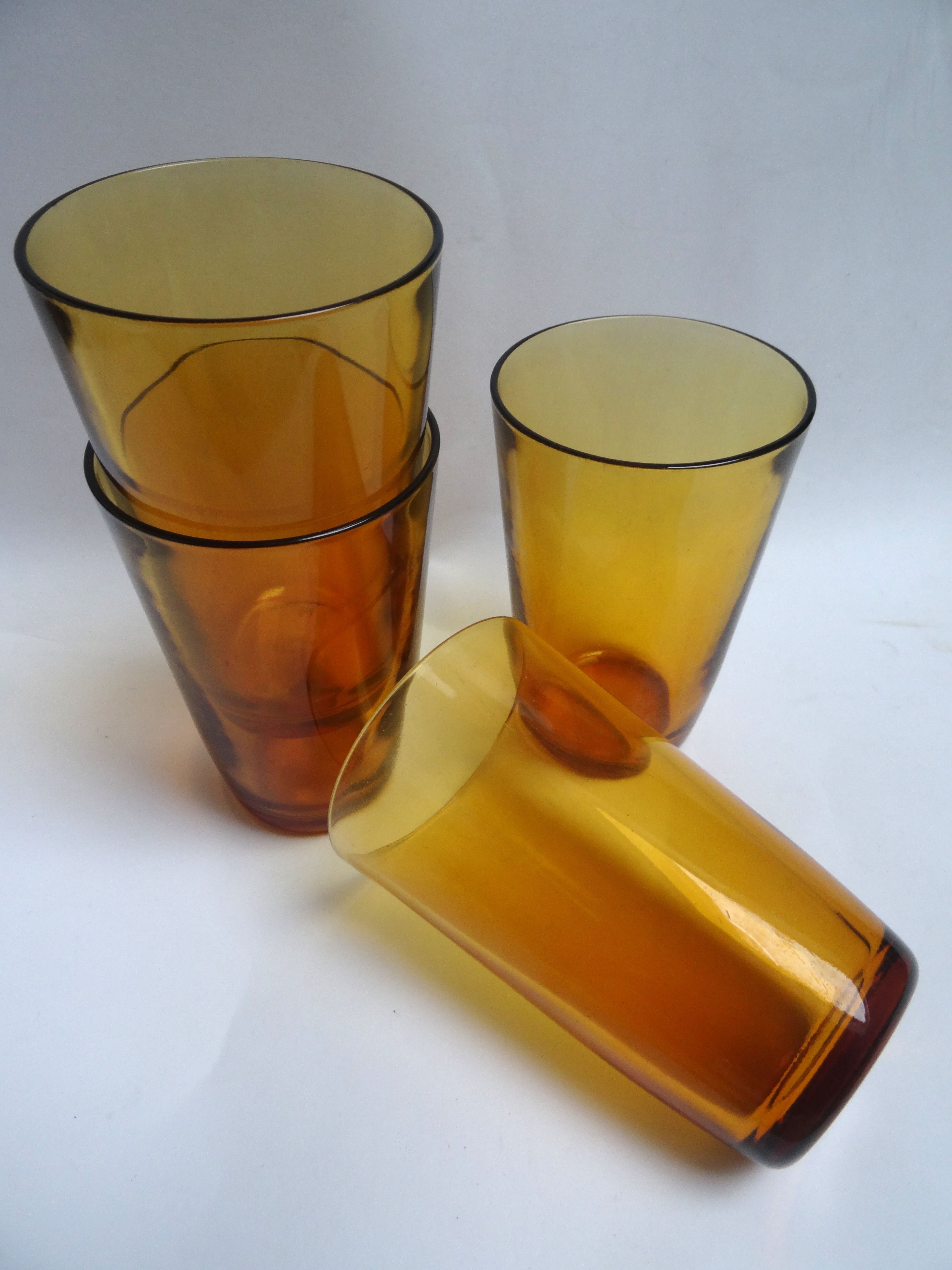 4 Vereco amber glasses