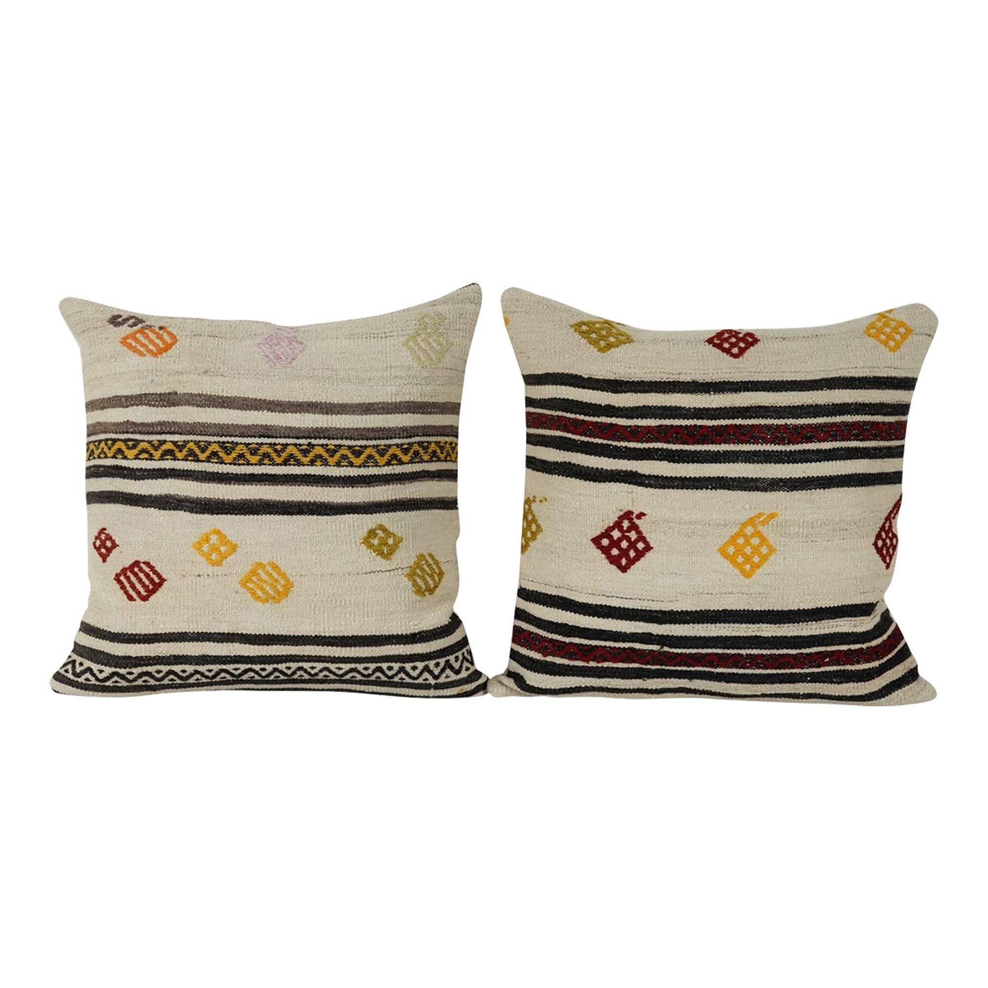 Set of 2 vintage kilim cushion covers 61x61 cm
